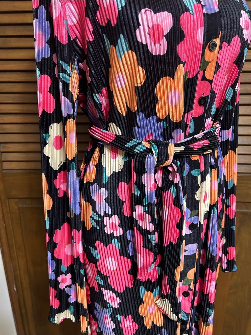 Retro Inspired Multi-color Floral Belted Shirt Dress Size S - Picture 3 of 8